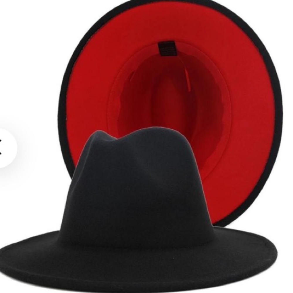 Stylish Red brim fedora